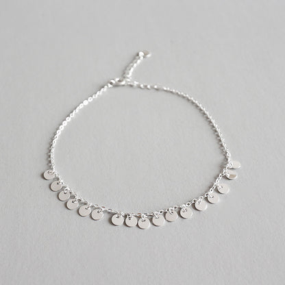 Beautiful Shining Small Slice 925 Sterling Silver Anklet