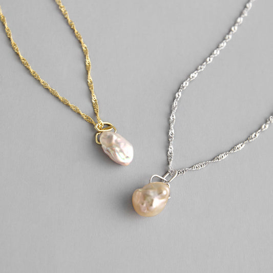 Natural Pearl 925 Sterling Silver Necklace