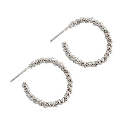 Fashion Twisted Circles 925 Sterling Silver Hoop Earrings