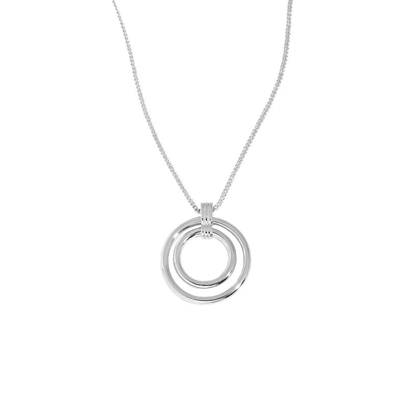 Simple Mother Daughter Circle Rings 925 Sterling Silver Necklace