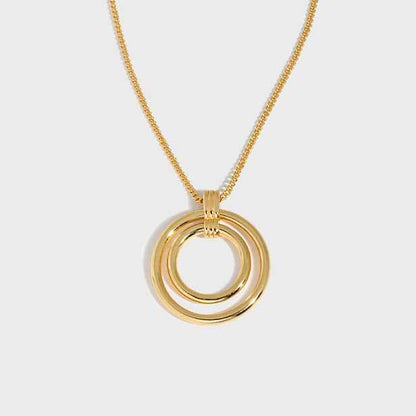 Simple Mother Daughter Circle Rings 925 Sterling Silver Necklace