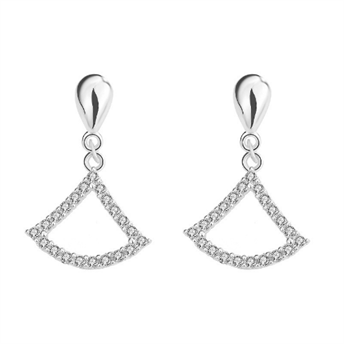 Geometry CZ Hollow Triangle 925 Sterling Silver Dangling Earrings