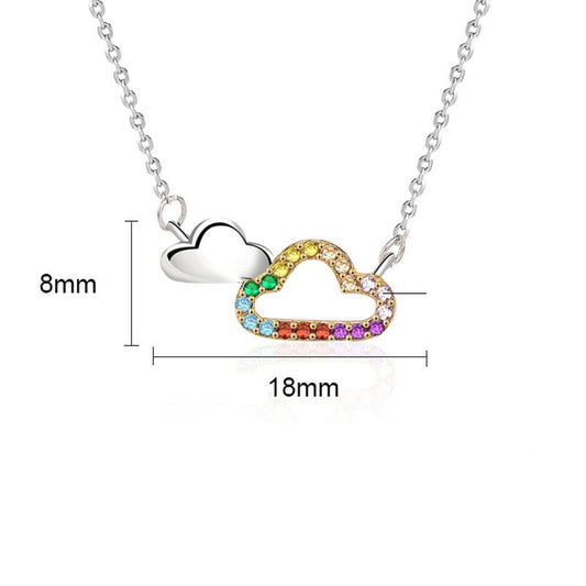 Girl Colorful CZ Hollow Cloud 925 Sterling Silver Necklace