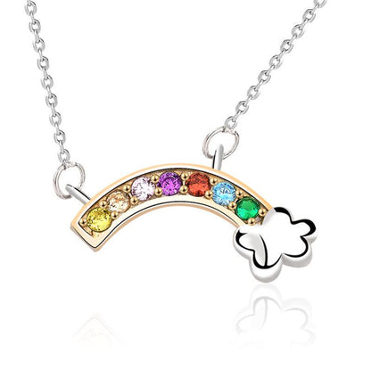 Sweet Colorful CZ Rainbow Cloud 925 Sterling Silver Necklace