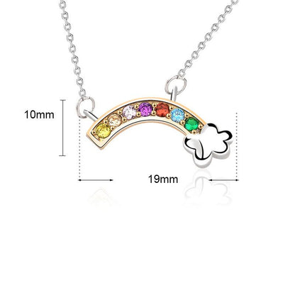 Sweet Colorful CZ Rainbow Cloud 925 Sterling Silver Necklace