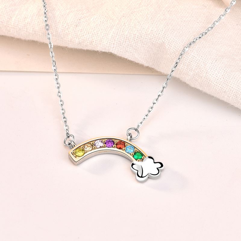 Sweet Colorful CZ Rainbow Cloud 925 Sterling Silver Necklace