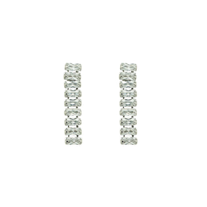 Elegant CZ Chain 925 Sterling Silver Dangling Earrings Bridal Jewelry