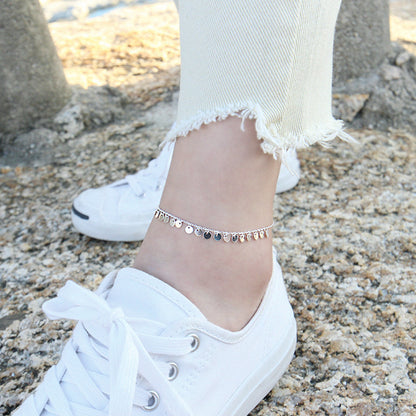 Beautiful Shining Small Slice 925 Sterling Silver Anklet