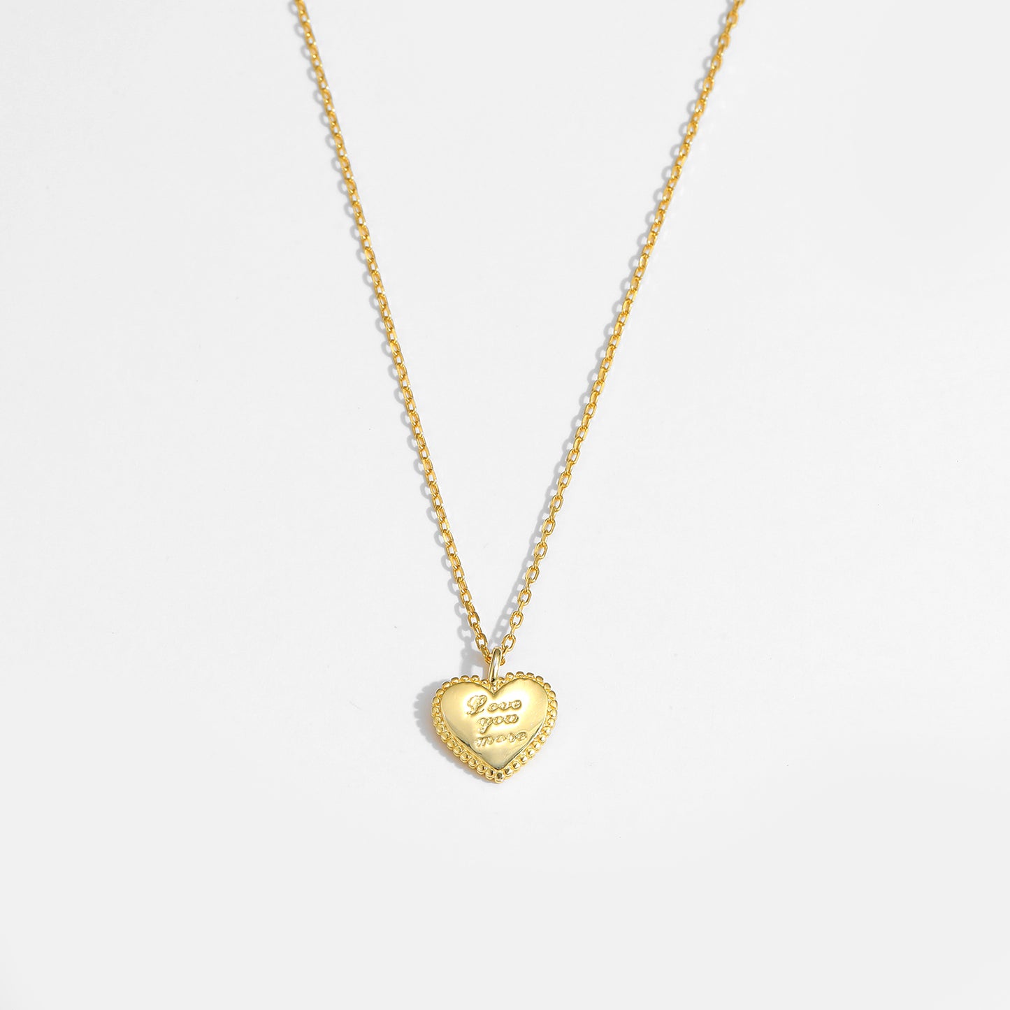 Love You More Heart 925 Sterling Silver Necklace