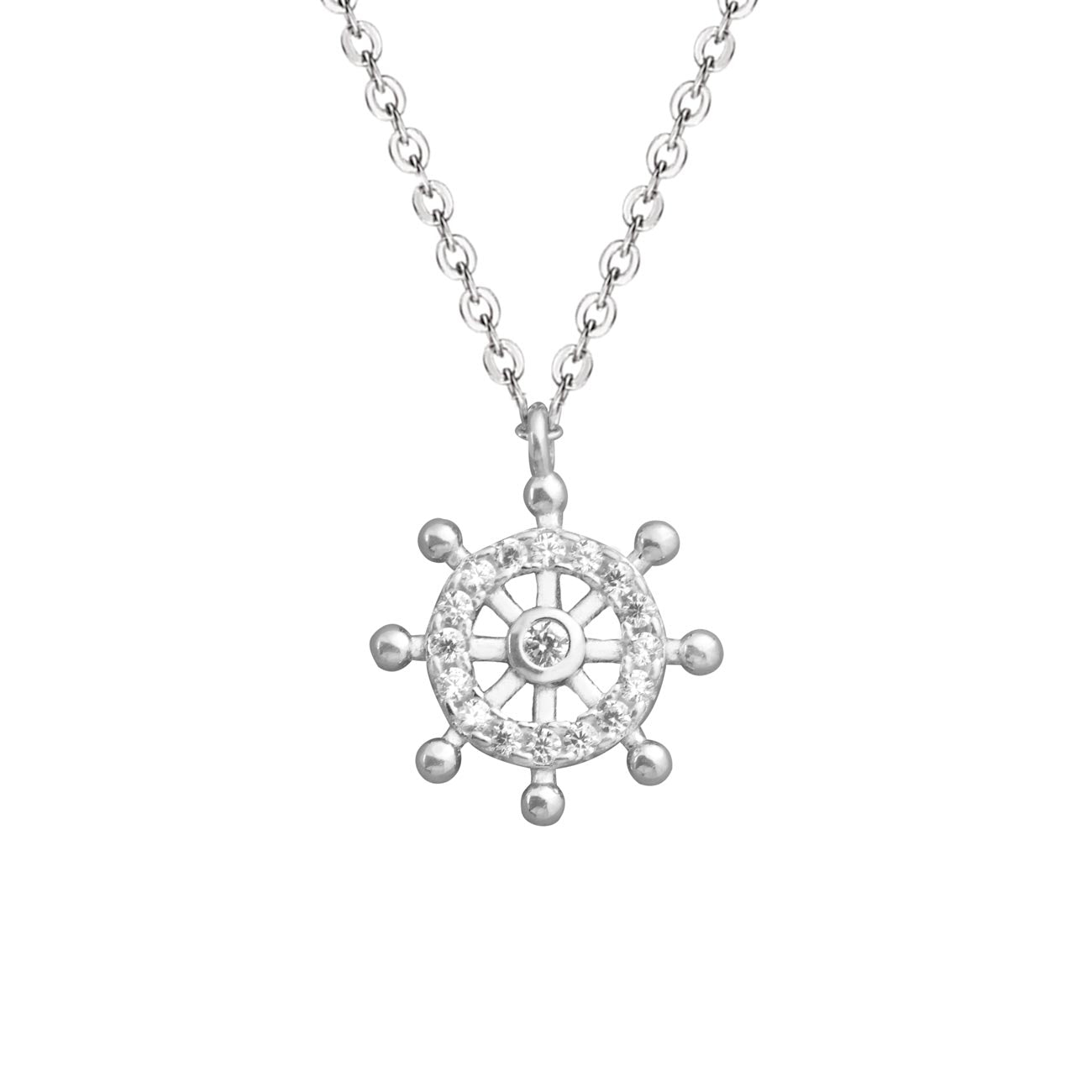 Fashion CZ Rudder 925 Sterling Silver Necklace