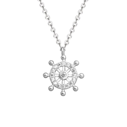 Fashion CZ Rudder 925 Sterling Silver Necklace